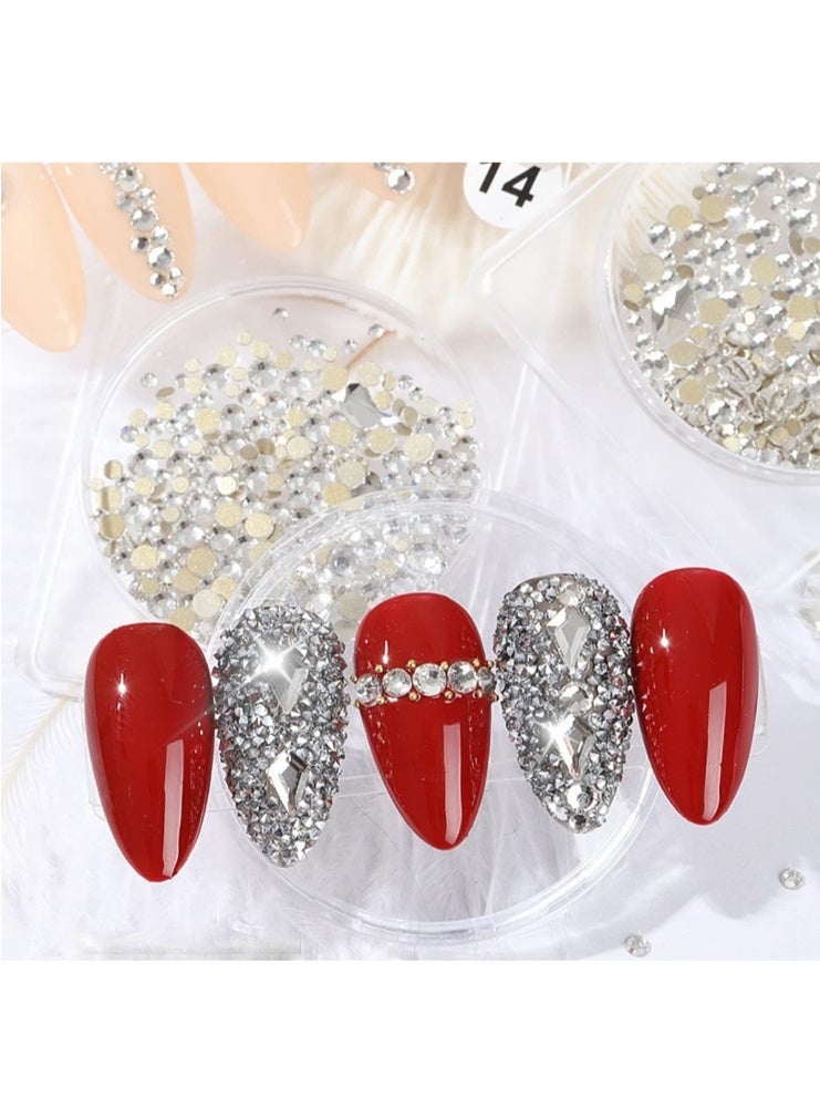 1000pcs Rhinestone أظافر زجاج الكريستال, 6 أحجام (Ss6-Ss30) الأظافر الحجر الكريم مسطحة ظهر Rhinestone مناسبة للحرف اليدوية, المجوهرات, الماس حجر ديي المجوهرات, الماس الأظافر الفن - Image 5